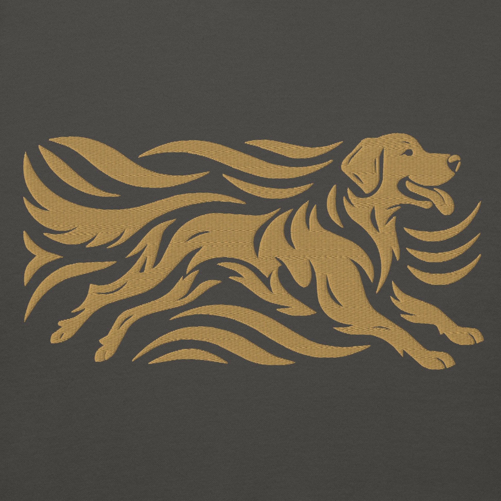 Back view of the embroidered Golden Retriever crewneck showing fit, The Loyal Mark
