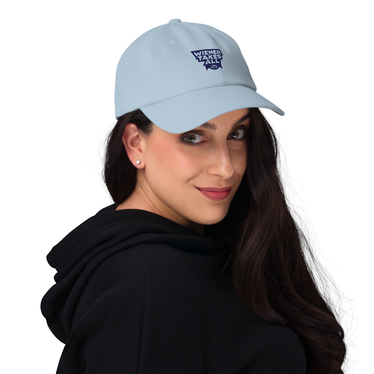 Lifestyle shot of the embroidered Dachshund cap, The Loyal Mark