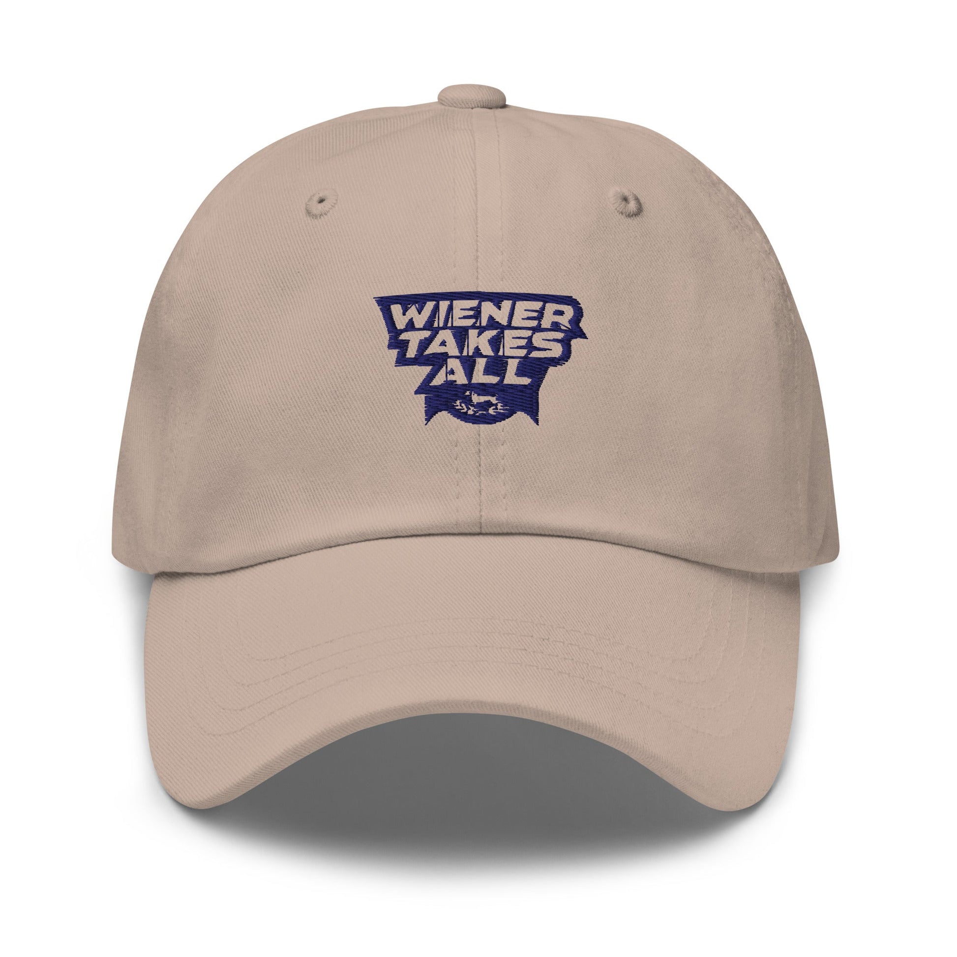 Detail shot of embroidered Dachshund design on the cap, The Loyal Mark