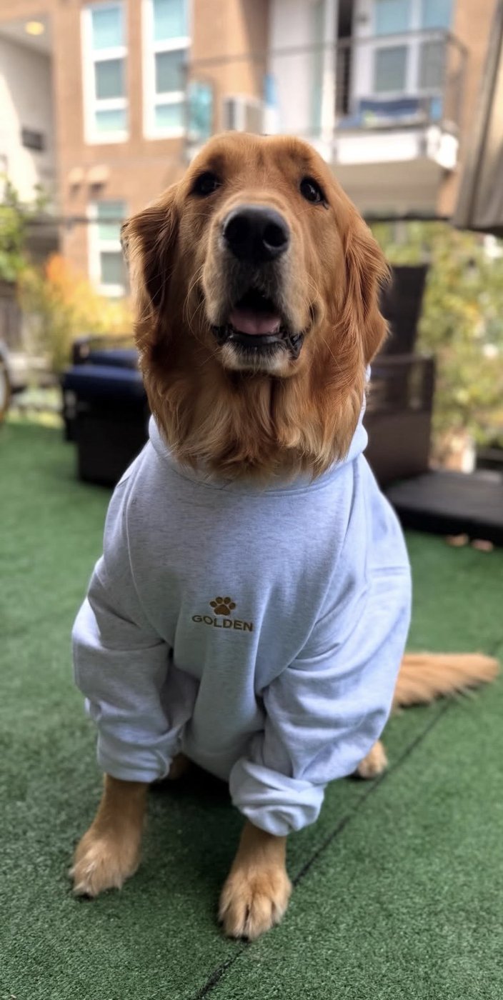 Golden Retriever in white tee